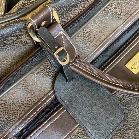 Vintage Oscar De La Renta | Faux Leather Pebbled Luggage Travel Bag - Picture 11 of 16